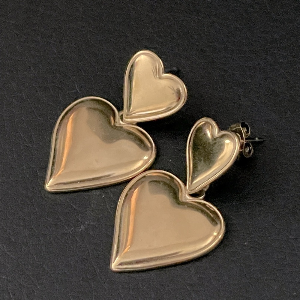 Gold Heart Drop Earrings